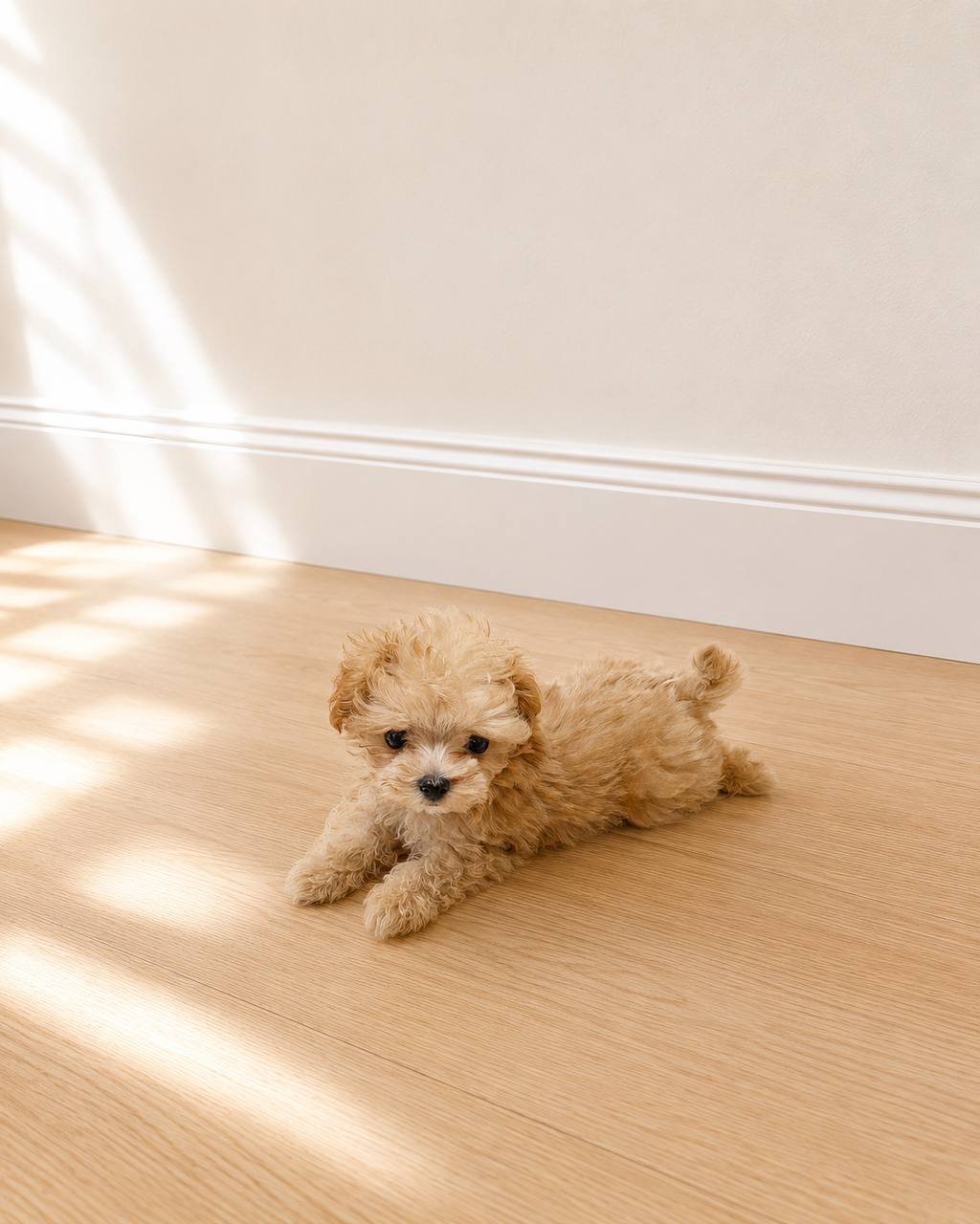Milo, an available apricot male Teacup Maltipoo puppy